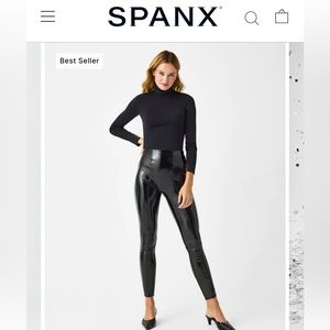 Spanx NWT faux patent leather black leggings size M